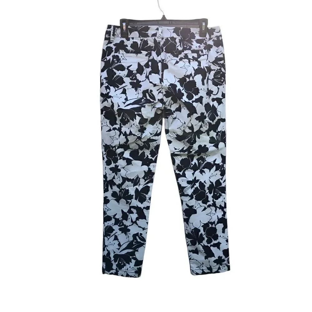 Tommy Hilfiger Navy and White Size 4 Ankle Pants Floral